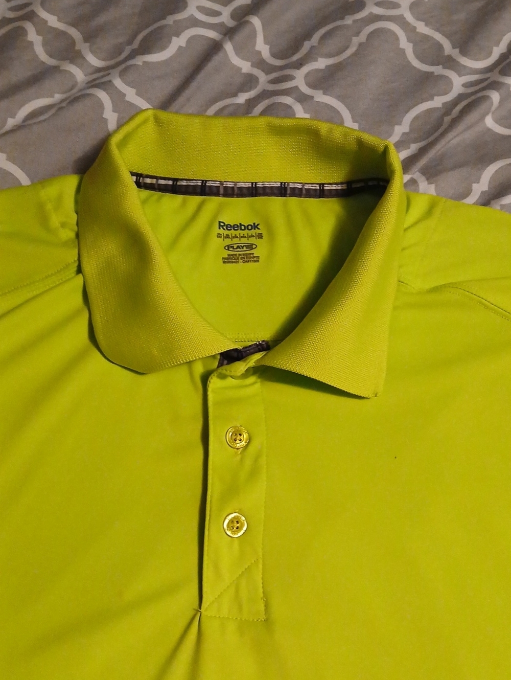 Reebok Men's Neon Lime Green Polo Shirt